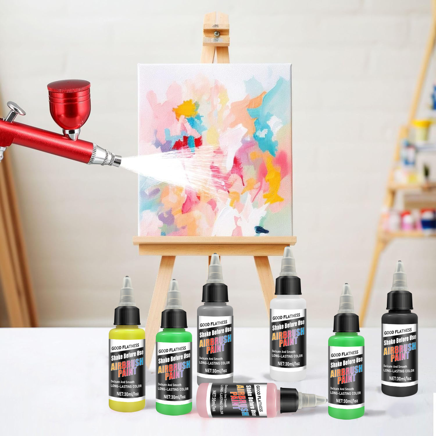 エアブラシ用アクリル絵の具セット 12色 30ml入り。防水 - Paint Model Kit のレビューと価格
